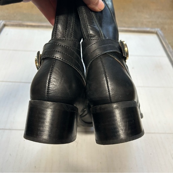 Marc Fisher Hailin Boots 6.5M Womens Leather Tall Shaft Black Brown EUC - Picture 3 of 10